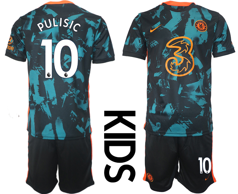 Youth 2021-2022 Club Chelsea FC away black #10 Soccer Jersey->youth soccer jersey->Youth Jersey